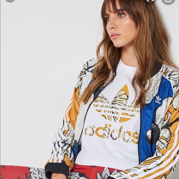 ADIDAS x FARM RIO collab tropical palm limited edition superstar jacket size S - Picture 2 of 13